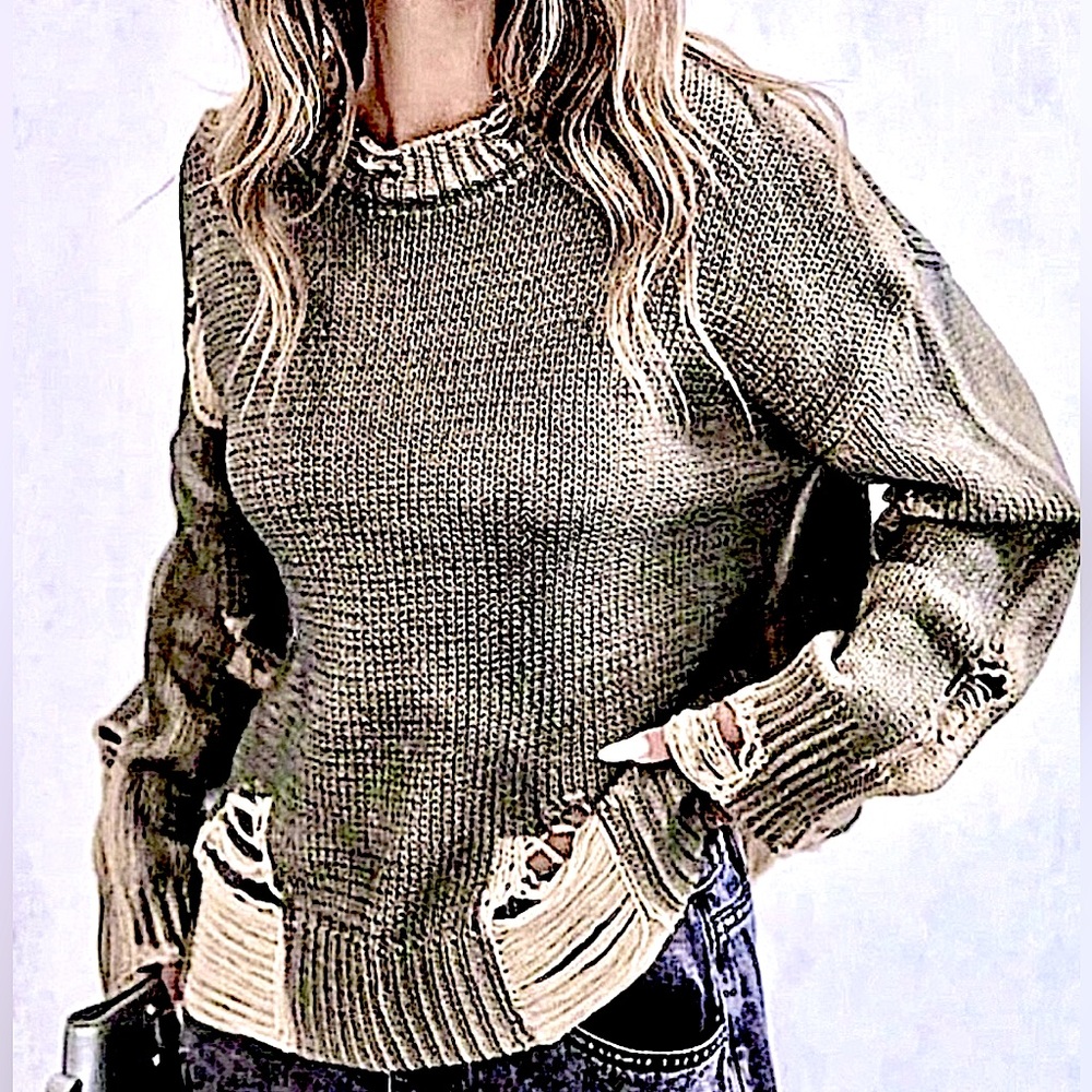 Distressed Oversized Sweater. - Picture 15 of 16
